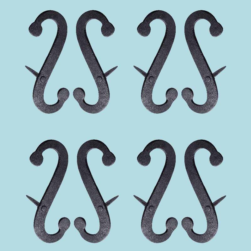 Black Wrought Iron S-Shaped Shutter Dogs Pack of 4