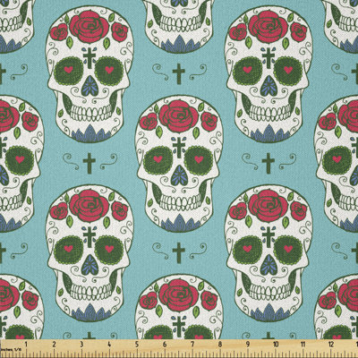 Dacy Roses on Skull South American Culture Fabric