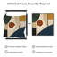 Très grand art mural imprimé sur tissu - Motif abstrait géométrique avec des cercles de tons terre, vert, bleu marine et rouille pour le salon ou la chambre à coucher - «Assemblage requis du cadre (cadre non fini)»-129758527