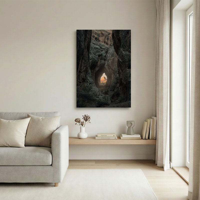 «Dark Canyon Rock Arch» encadré par Sunlit Mesa, 48"H x 36"W
