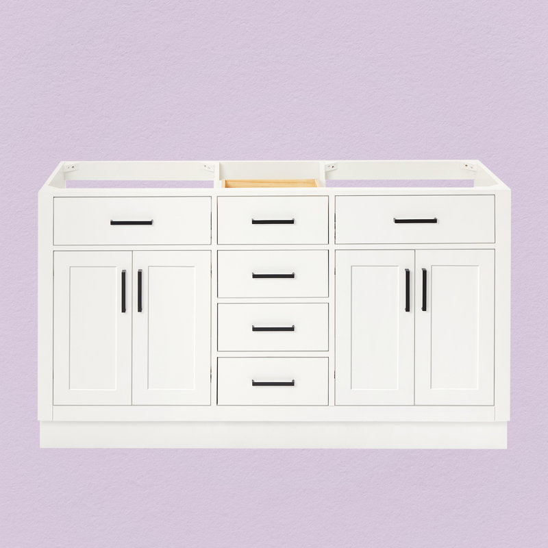Base de meuble-lavabo double 60 po Osoria, Blanc, Noir mat