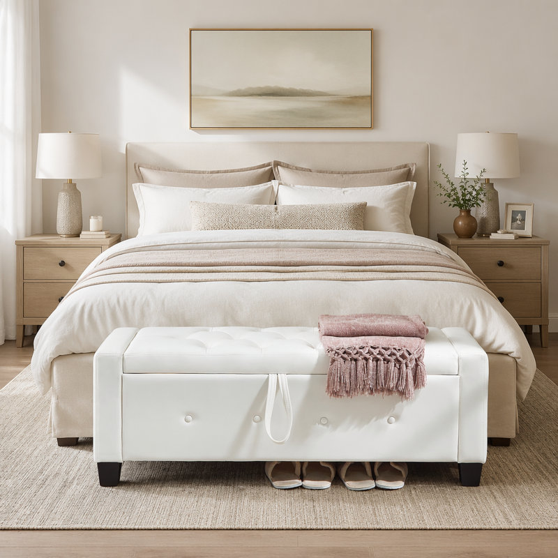 Storage Bench, Ivory White, Ivory White