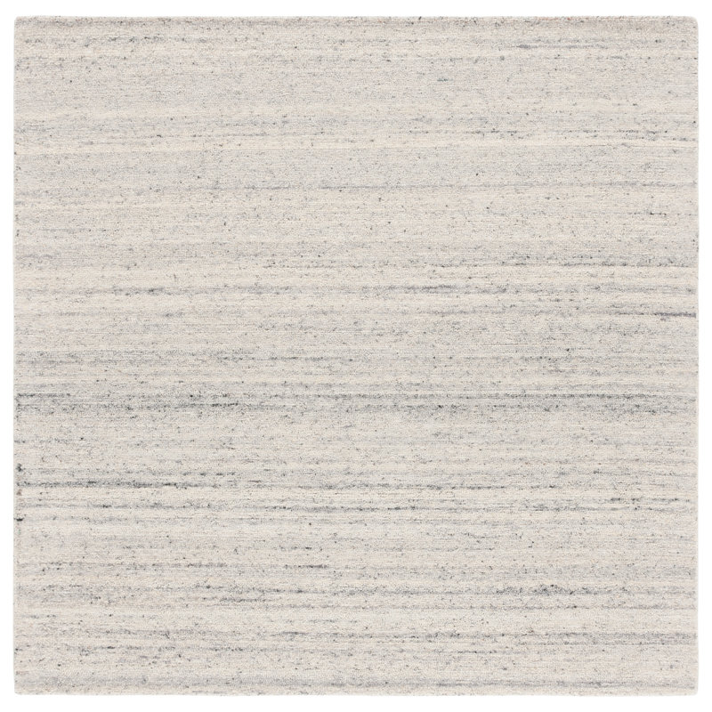 Handmade Light Grey / Beige Rug, Square 6'