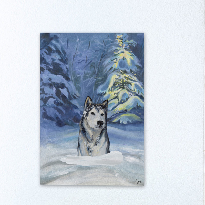 «Husky in the Snow», reproduction d'art sur toile tendue, 30" H x 20" L x 1,5" D