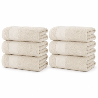 Bath Towel Set Bundle, 100% Cotton, 27 x 52 Inches, Quick Dry, Super Absorbent, Soft, Classic Style, 6 Pack