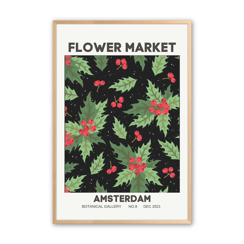 «Holiday Flower Market II», reproduction, Érable brut encadré, H 25 po x l 19 po x P 1,25 po