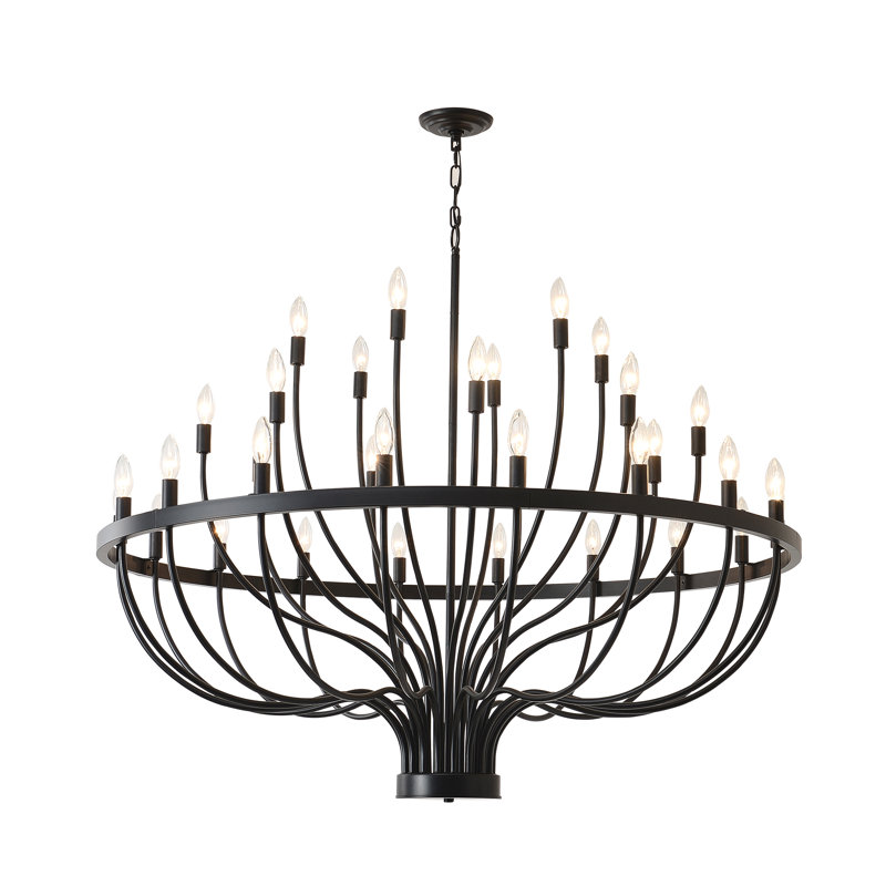 Lustre de ferme noir, H 31,3 po x l 47,2 po x P 47,2 po