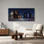 Art mural sur toile Steampunk Telescope and Neon Sphere on Lunar Surface-446818050