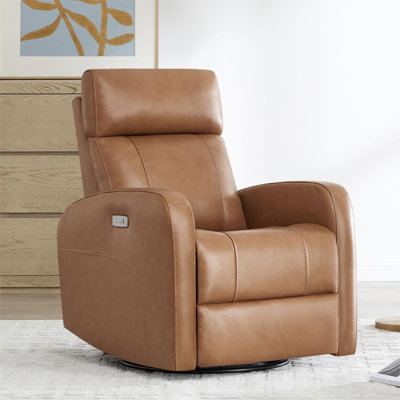 Fauteuil inclinable électrique pivotant en cuir véritable Corvin