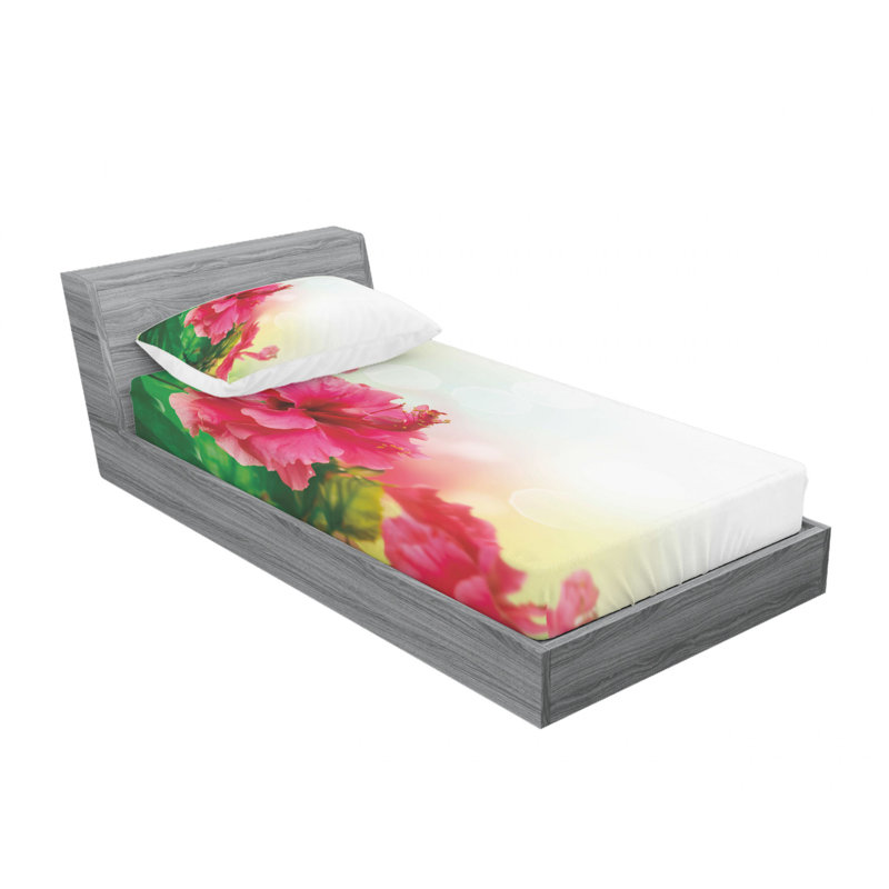 Twin White Microfiber Floral Print Kids Sheet Set