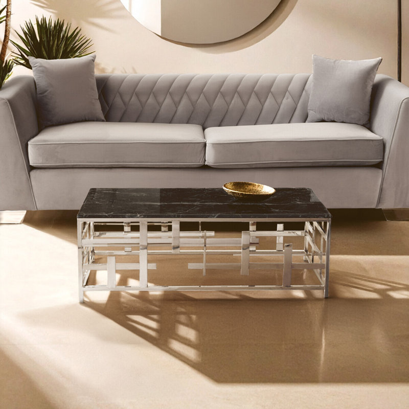 Julieta Frame Coffee Table, Silver, Black