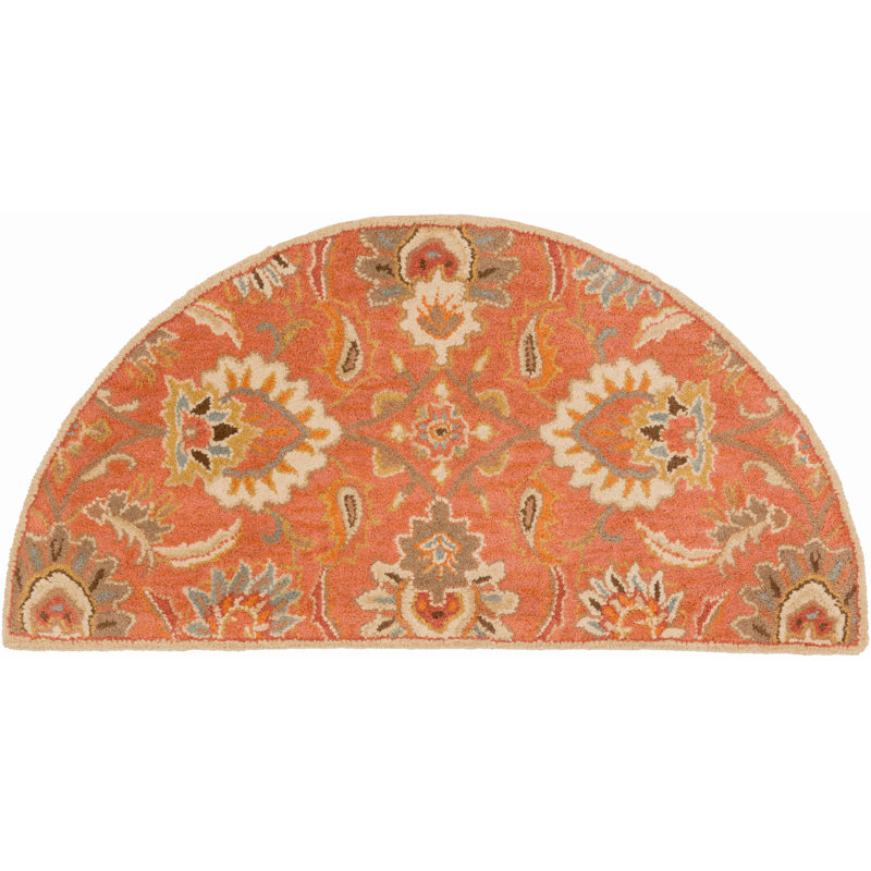Tapis oriental en laine touffeté à la main Aaron, Demi-cercle : 2 pi x 4 pi