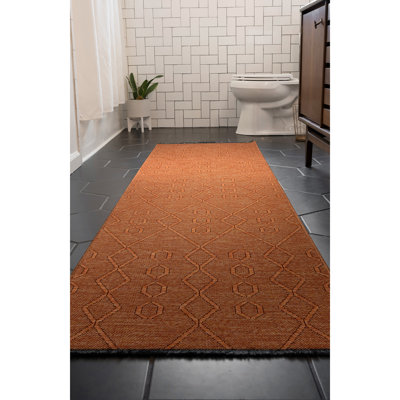 Brenly Orange Machine Washable Non-skid Rug