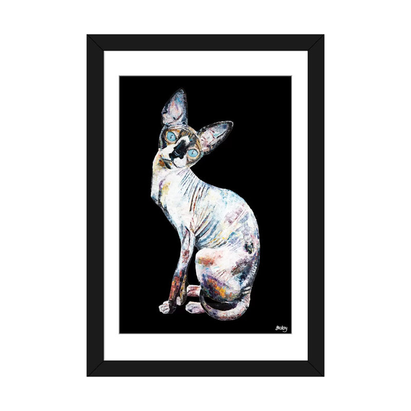 « larry, black background », impression sur toile, Papier avec cadre noir, Blanc, H 32 po x l 24 po x P 1 po