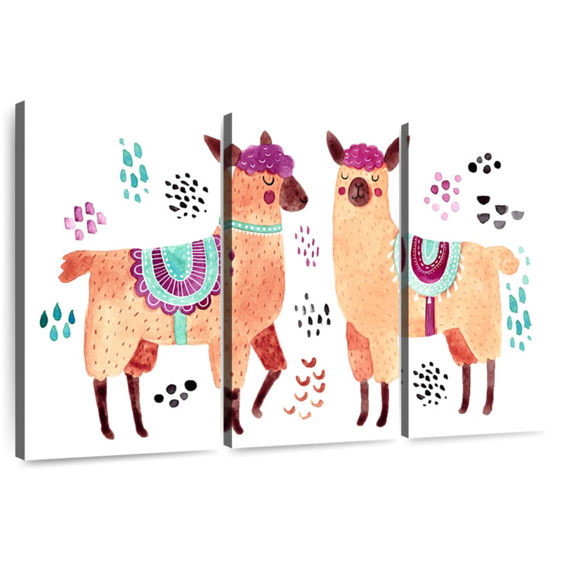 Colorful Llamas, 20" H x 33" W