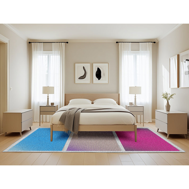Tapis motif rose/gris/bleu Peddie, Rectangle 5 pi x 8 pi
