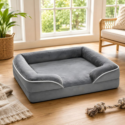 Orthopedic Dog Bed with Bolster Sides and Washable Cover
