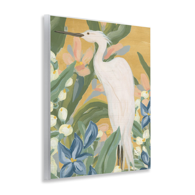 Aigrette tropicale, peinture sur bois par June Erica Vess