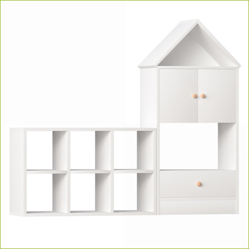 Kids Bookshelf, House-Shaped Versatile Storage for Books/Toys, Adjustable Placement, Easy Assembly | White | MDF