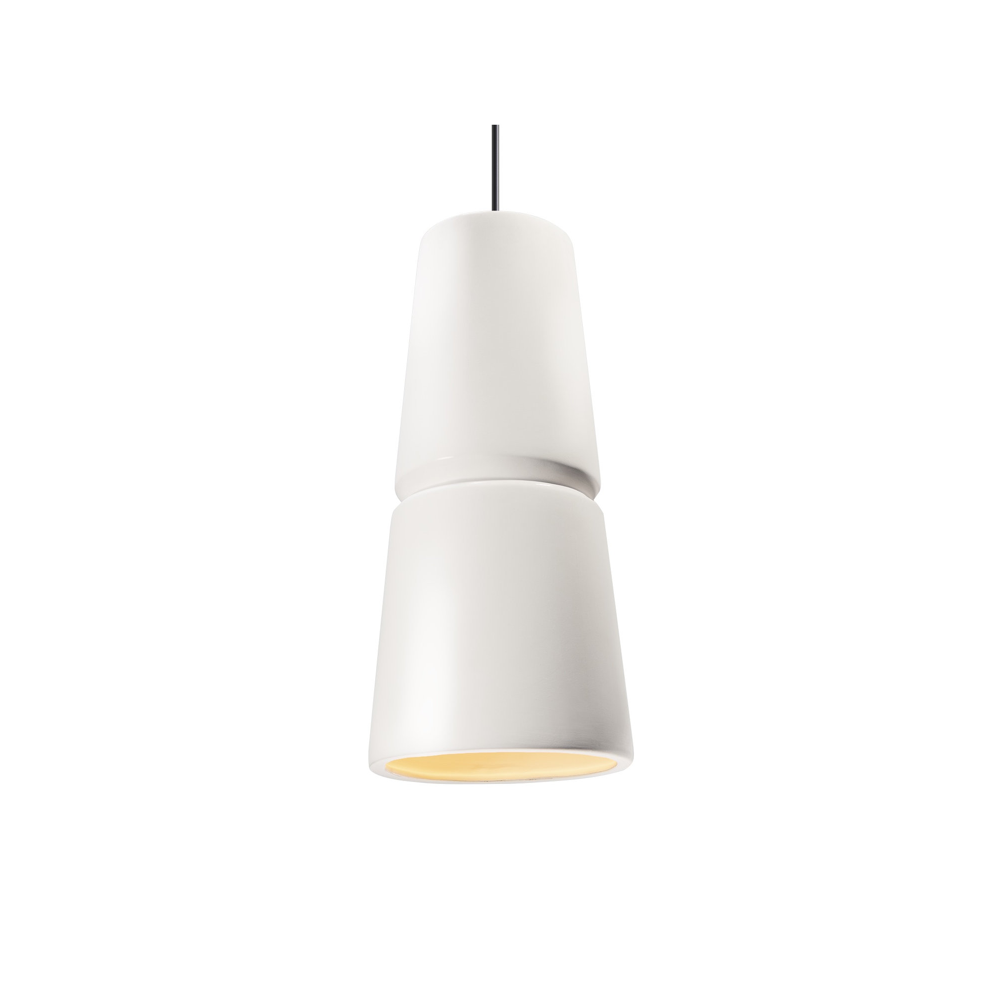 Logan 1 - Light Single Cone Pendant, Matte Black, Gloss White, 18" H x 8" W x 8" D