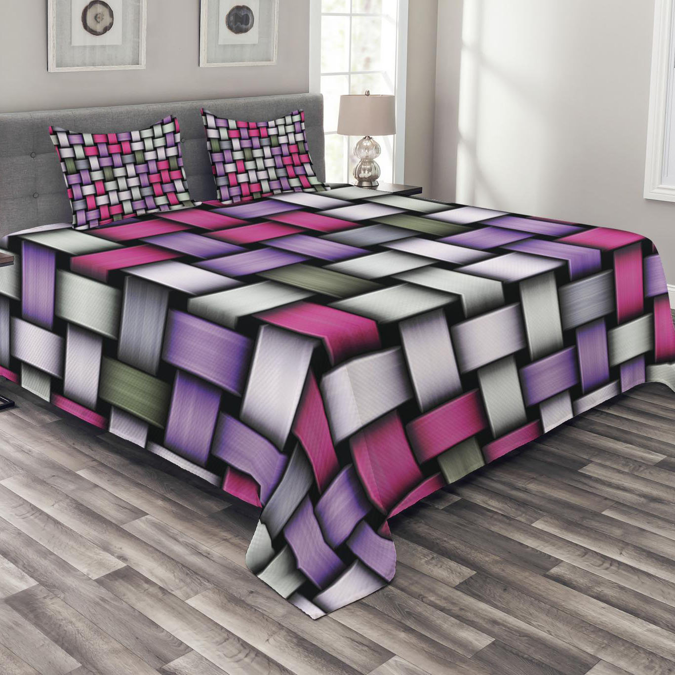 Ambesonne Abstract Pink/Purple/Silver Microfiber Modern & Contemporary ...