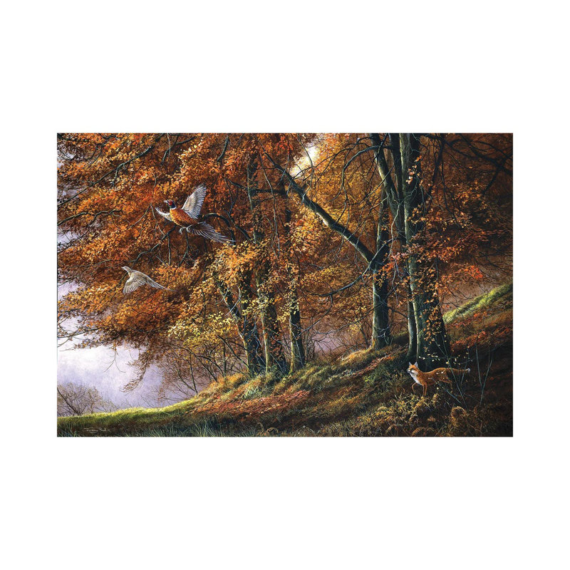 Autumn - Fox And Pheasants by Jeremy Paul - Painting on Canvas, 20.32cm H x 30.48cm W x 1.91cm D, Wrapped Canvas