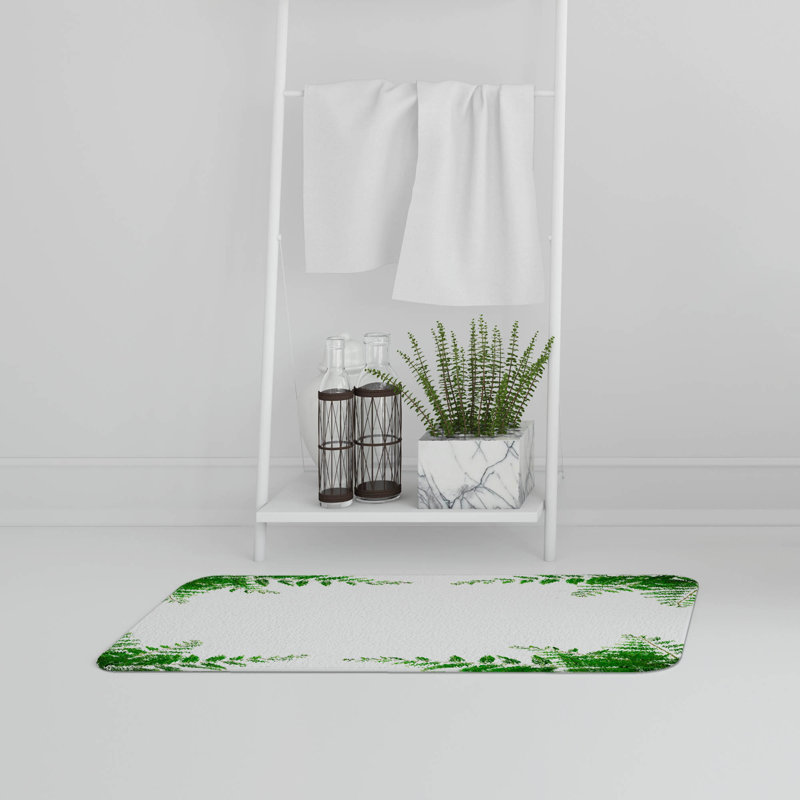 Key Non-Slip Bath Rug, Tropical Greenery Border