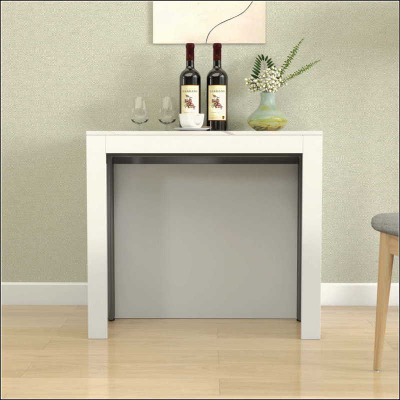 Table de salle à manger extensible moderne multifonctionnelle avec prise de courant, table extensible peu encombrante avec rangement pour les fêtes, les mariages, les réunions et les célébrations