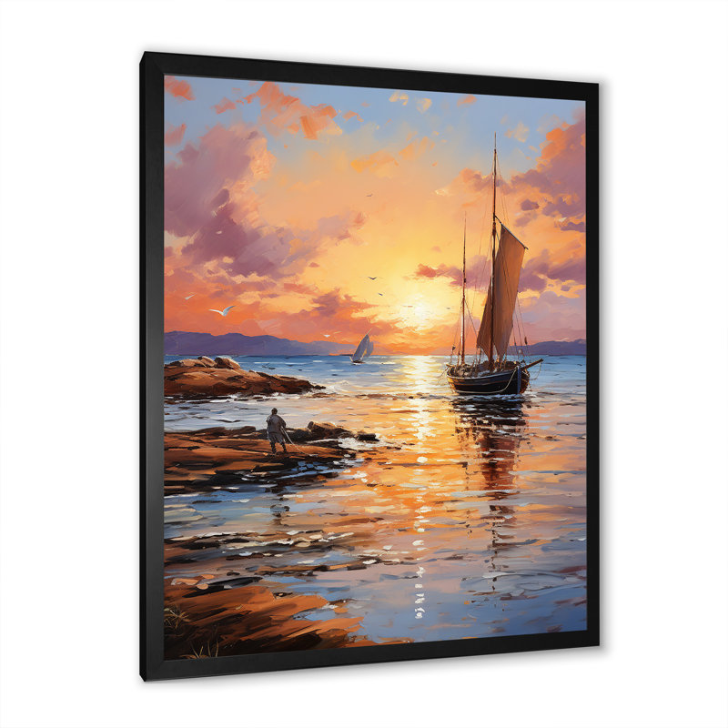 Espagne, coucher de soleil à Ibizas III, reproduction d'art sur toile, Cadre photo noir, H 32 po x l 16 po x P 1 po