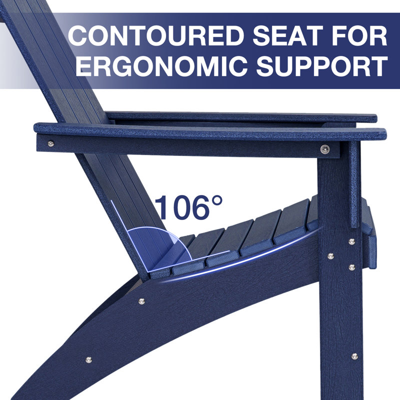 Cathair All-weather HDPE Adirondack Chair with Table (2 Chairs and 1 Table), Navy