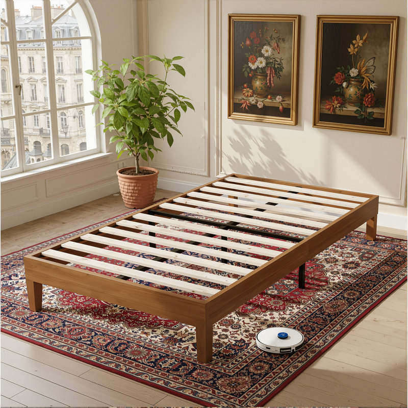 Lit plateforme en bois massif, Lit simple