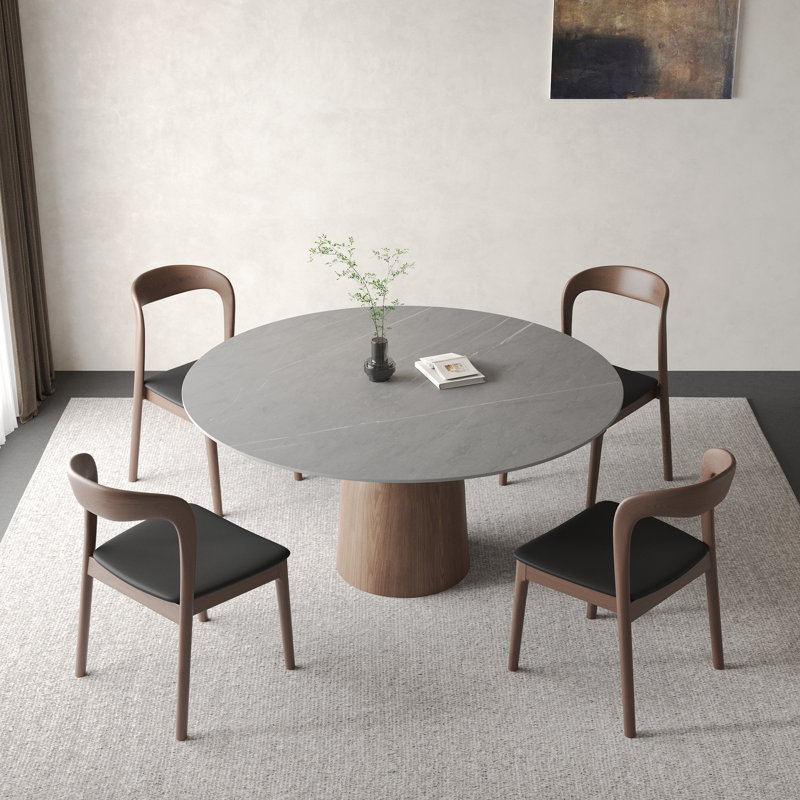 Ikerne Gray Sintered Stone Dining Table Set For 4, 29.50" H x 47.20" L x 47.20" W