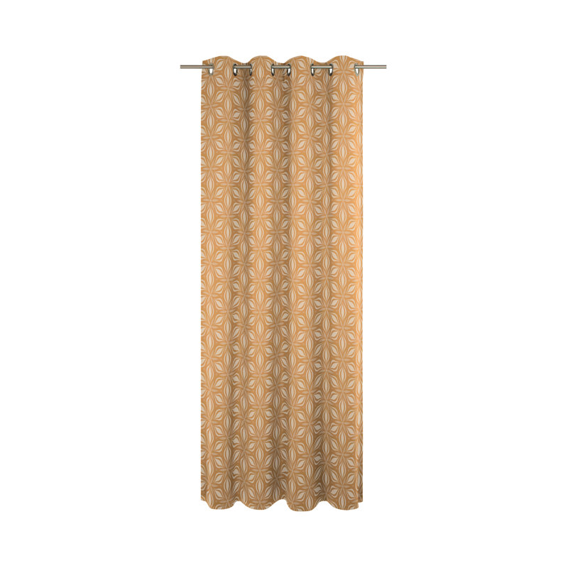 Dellview Retro Floret Eyelet Opaque Curtains, Mustard/Beige, 145 W x 225 D cm