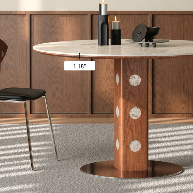 Table ronde en bois massif Rock Board, H 29,92 po x l 39,37 po x P 39,37 po