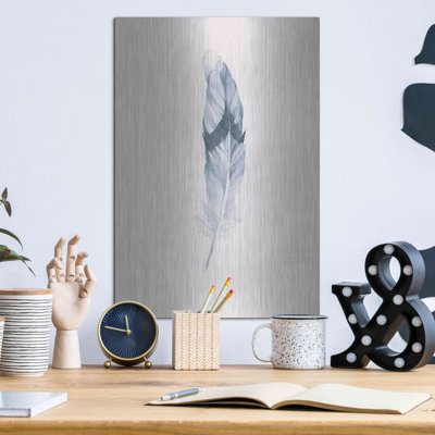 Art mural en métal luxueux «Pink Feather» par Incado, 12 po x 16 po