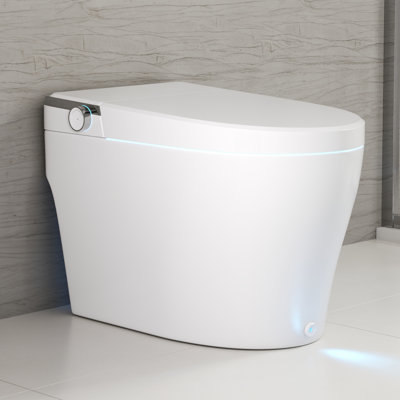 Smart Toilet Elongated 1 Piece 1.28GPF  Fully Glazed Toilet with Heated Seat & Foot Kick Flush & Night Light