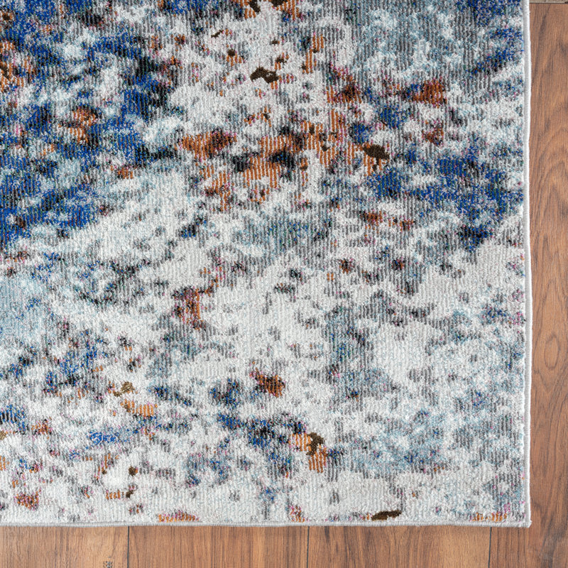 Nimbus Blue/Gray/Black Area Rug, Rectangle 5' x 7'6"