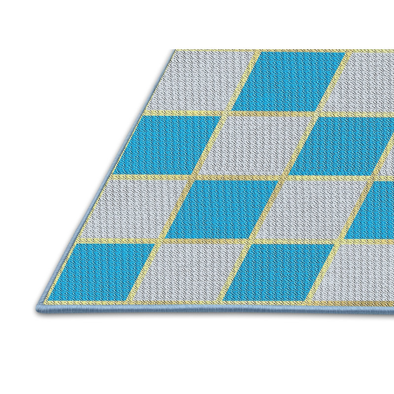 Tapis gris clair/bleu tissé à la machine, Rectangle 2 pi x 3 pi