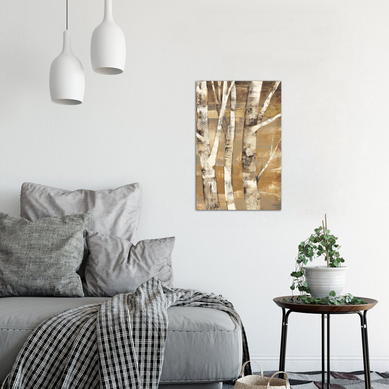 "birches ii" , reproduction d’art sur toile tendue, H 40 po x l 26 po x P 1,5 po