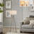 Wooden Tripod Floor Lamp – Mid-Century Reading Light With 3 Color Temperatures & Linen Shade-88319259
