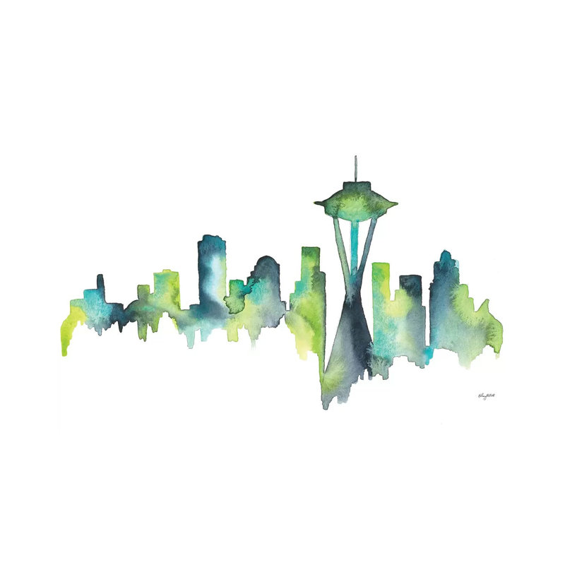 Seattle Skyline par Kelsey Mcnatt - Toile tendue avec châssis sur toile tendue, H 8 po x l 12 po x P 0,75 po