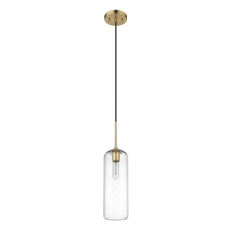 Luminaire suspendu 1 lumière Campos, Transparent, H 132 po x l 5,25 po x P 5,25 po, Laiton héritage