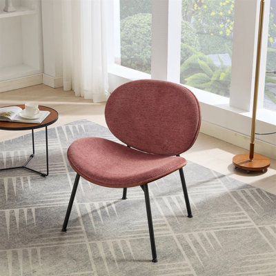 Chaise coquille de style Mid-Century moderne avec tissu orange et finition noyer, offrant style et confort