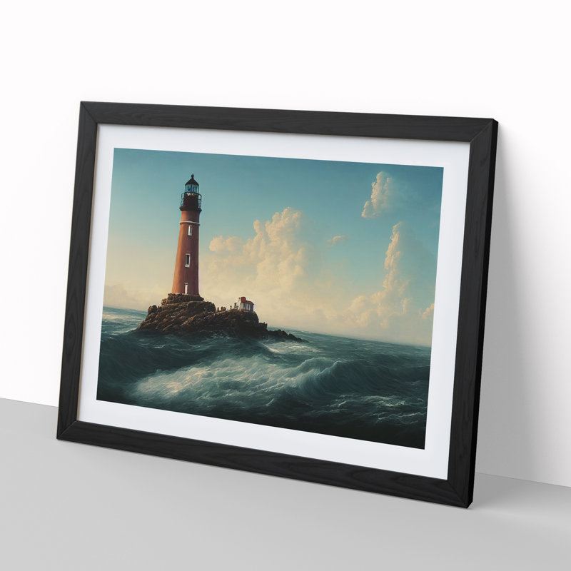 Joyous Lighthouse - Single Picture Frame Print, Black, 46cm H x 64cm W x 2cm D