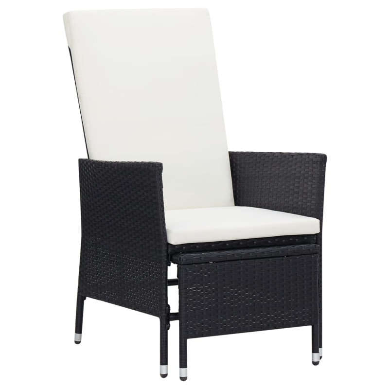 Méridienne 2 pièces avec coussins, Blanc, Noir