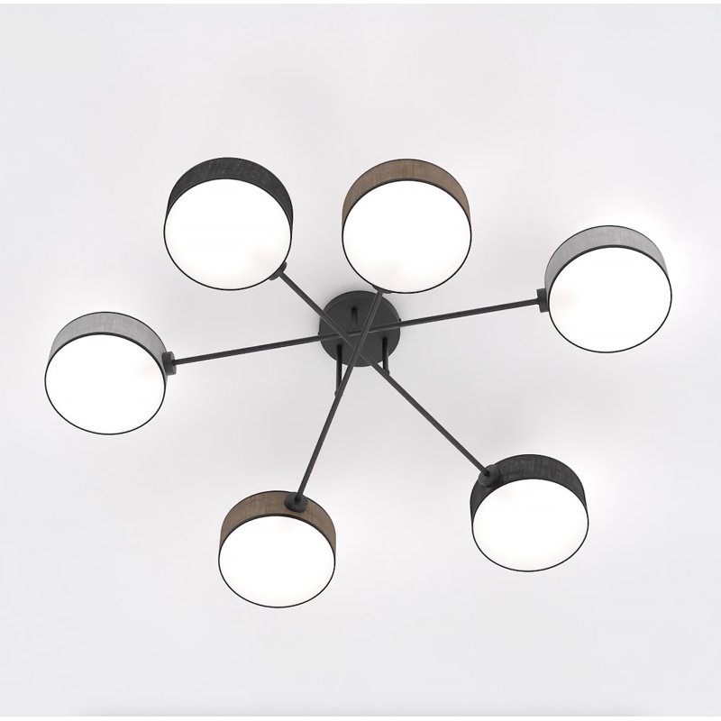 Spandrel Flush Mount, Fabric, Black/Brown/Gray