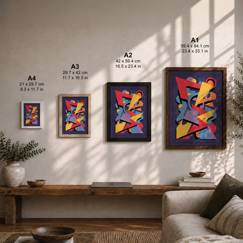 Colour Forms In Motion Geometric - Print, Black, A3 - 42.0 x 29.7 cm
