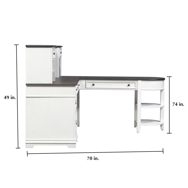Yazmin L-Shaped Writing Desk w/ 2 Outlets & USB Ports