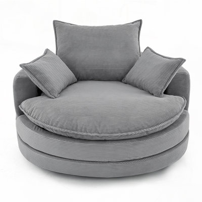 Oversized 360° Swivel Lounge Chair - Dual-Layer Comfort & Deep Seating