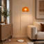 Lampadaire moderne de style Mid-Century à 1 lumière (165 cm) avec abat-jour en bois couleur citrouille et base en marbre (ampoule incluse)